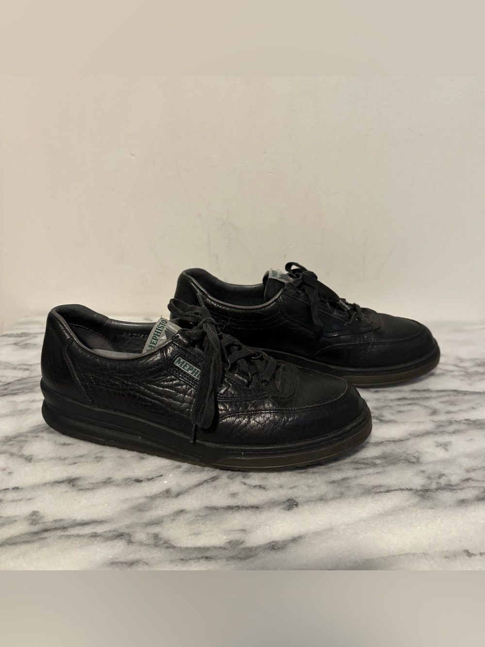 Mephisto Men's Black Leather Lace-Up Sneakers